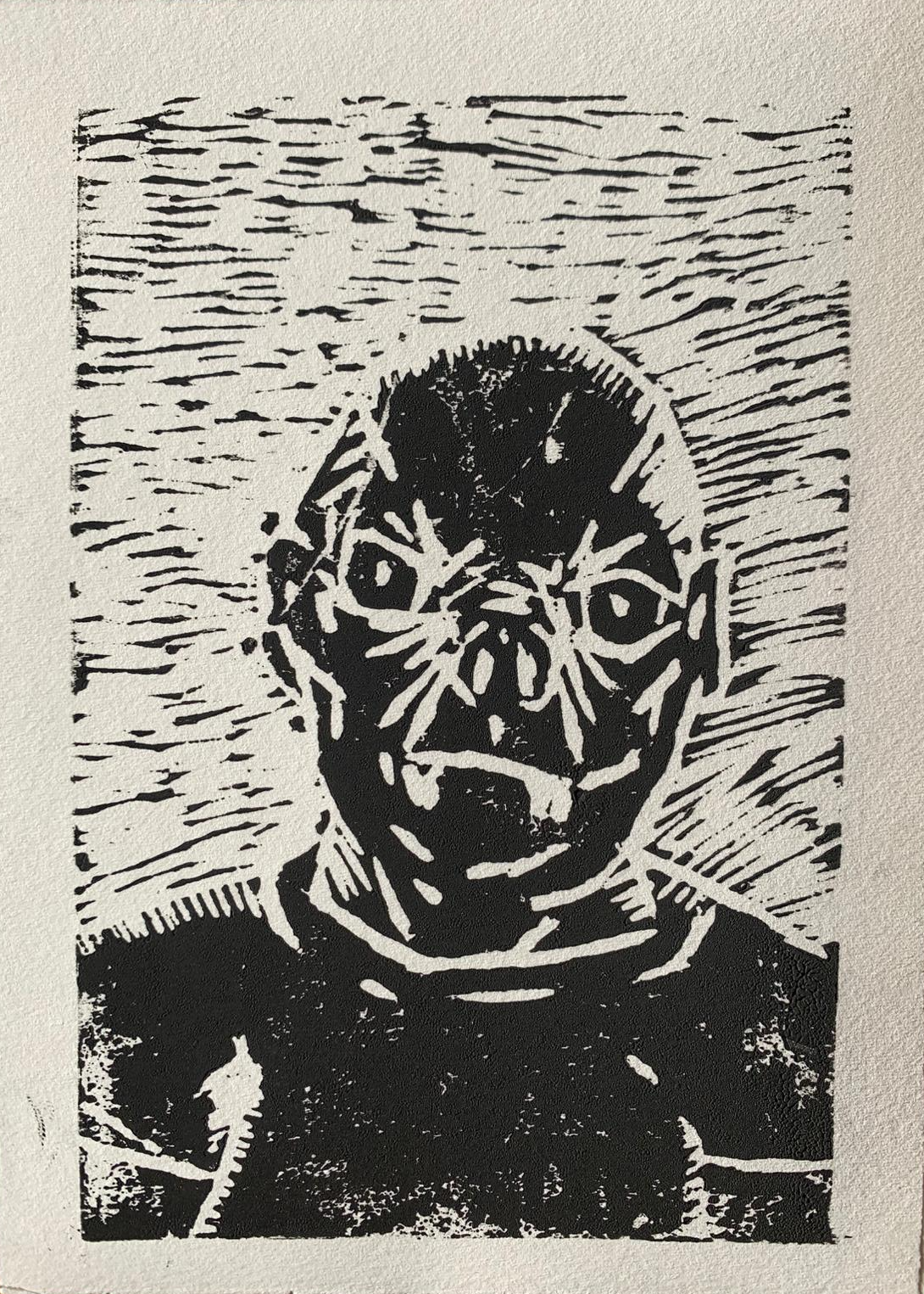 Almost Average - Oil Lino Print